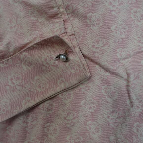 Vintage Wah Maker Top Womens XXL Button Shirt Floral Western Micro Corduroy Pink - Picture 2 of 11